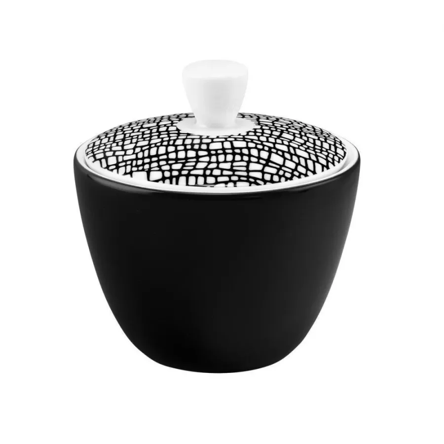 obrazek 1 Porcelanowa cukiernica zdobiona czarnym motywem - Seltmann Weiden