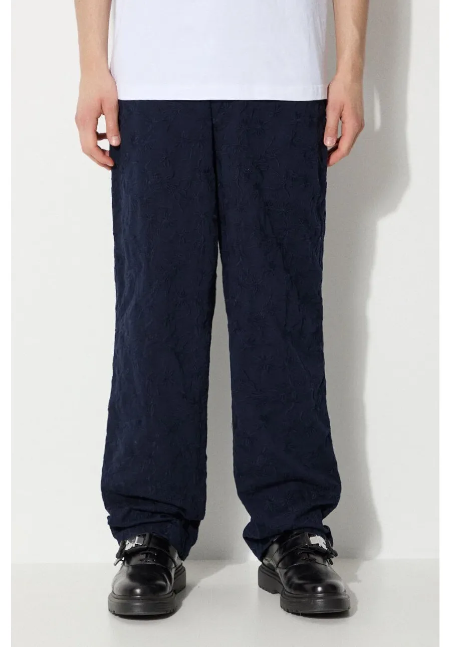 obrazek 1 Corridor spodnie bawełniane Floral Embroidered Trouser kolor granatowy proste TR0076