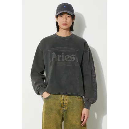 Zdjęcie Aries bluza bawełniana Aged Ancient Column Sweat męska kolor czarny z nadrukiem SUAR20033X