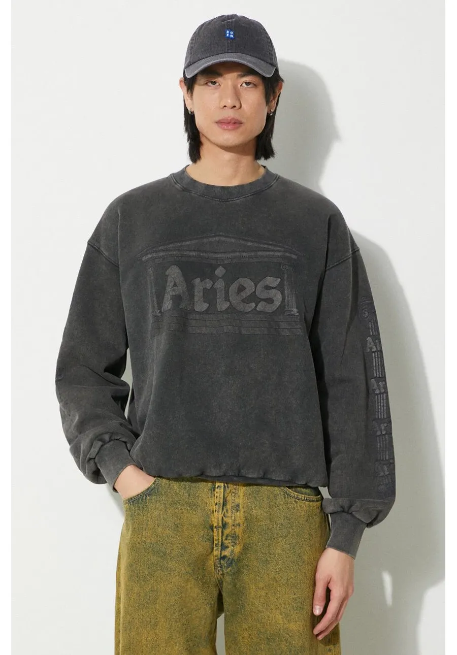 obrazek 1 Aries bluza bawełniana Aged Ancient Column Sweat męska kolor czarny z nadrukiem SUAR20033X