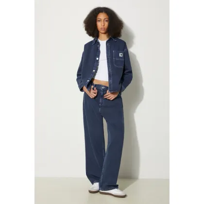 Zdjęcie Carhartt WIP kurtka jeansowa Georgia Shirt Jac damska kolor granatowy przejściowa oversize I033747.29L4J