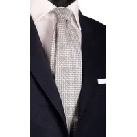Picture Handmade white silk tie