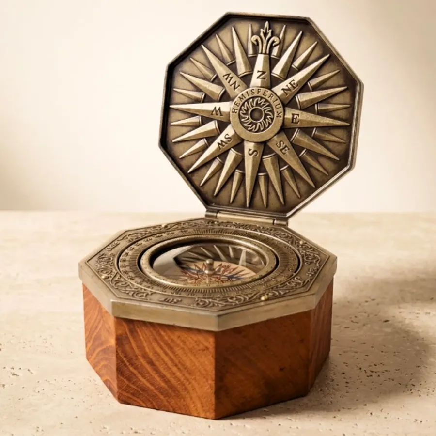 obrazek 2 Premium Mosiężny Kompas Cardan – Historyczna Replika XVII w.