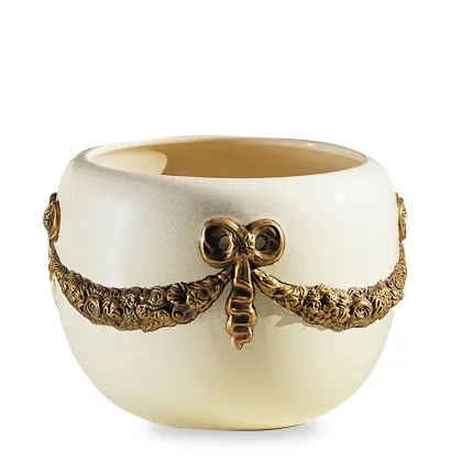 Picture Flowerpot with garlands made of glazed ceramics H.30xL.43xD.Int.30 cm