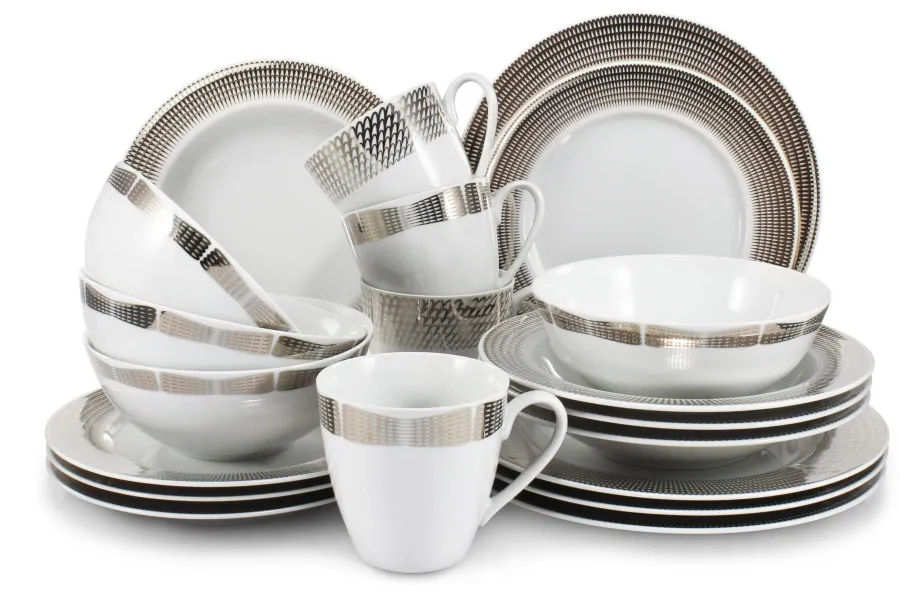 obrazek 1 Nowoczesna 20-częściowa zastawa obiadowa z porcelany z kolekcji Angel wings – Leander