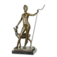 Picture Original sculpture of Diana with a doe made of bronze