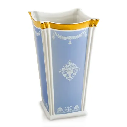 Picture Ceramic square vase with white decorations - Ahura