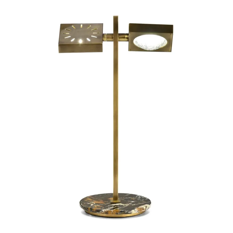 obrazek 1 Mosiężna dwupunktowa regulowana lampa stołowa H.58xL.34xP.22 cm