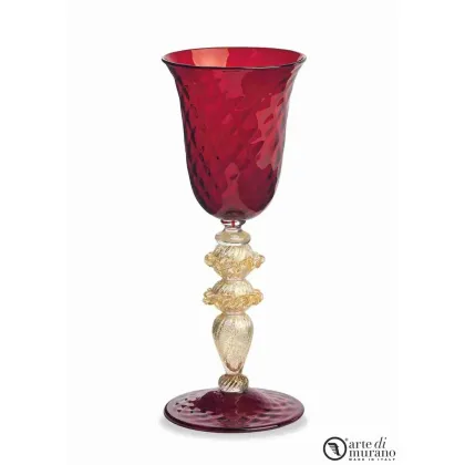 Zdjęcie Prestiżowy czerwony złoty kielich ze szkła Murano