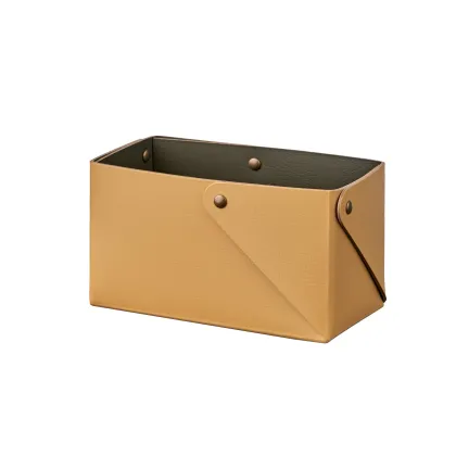 Zdjęcie Wyjątkowe pudełko Miu 7x14xH8 cm wykonane ze skóry w kolorze musztardowym