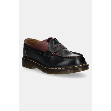 Zdjęcie MM6 Maison Margiela mokasyny skórzane MM6 Maison Margiela x Dr. Martens damskie kolor bordowy na płaskim obcasie S66WR0029.P8031
