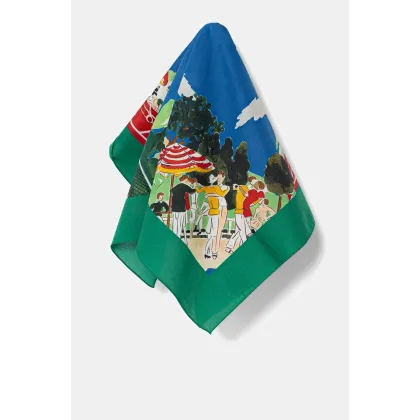 Zdjęcie Drôle de Monsieur apaszka bawełniana Le Foulard Country Club męska kolor zielony wzorzysta G-BA013-CO128-BE