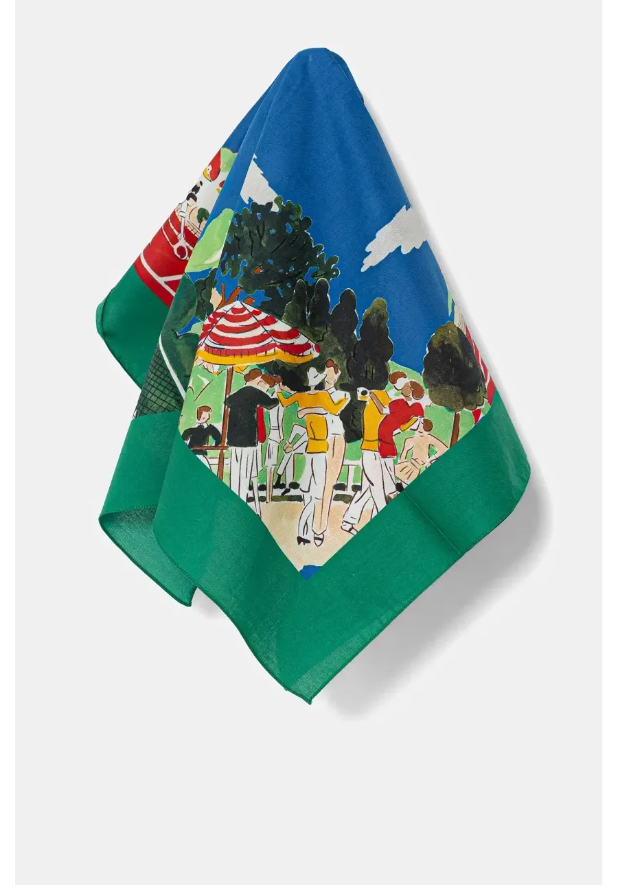 obrazek 1 Drôle de Monsieur apaszka bawełniana Le Foulard Country Club męska kolor zielony wzorzysta G-BA013-CO128-BE