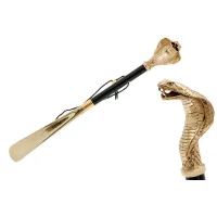 Picture Beautiful, stylish black shoe horn with a handle in the shape of a golden cobra – Pasotti