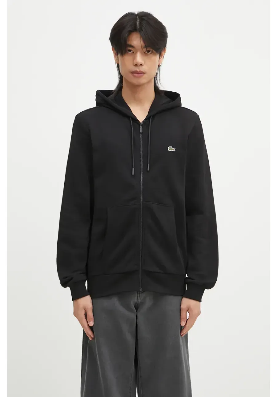 obrazek 1 Lacoste bluza męska kolor czarny z kapturem gładka