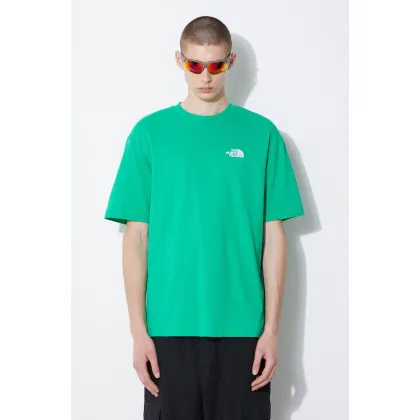 Zdjęcie The North Face t-shirt bawełniany Essential męski kolor zielony z aplikacją NF0A87NRPO81