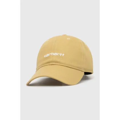 Zdjęcie Carhartt WIP czapka z daszkiem bawełniana Canvas Script Cap kolor beżowy gładka I028876.22WXX