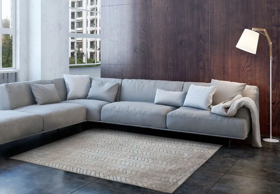 obrazek 5 Elegancki niebiesko biały dywan w Jodełkę - TRIBECA BLUE 8927
