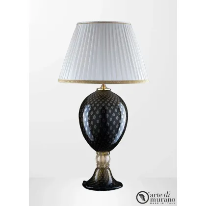 Zdjęcie Lampa stołowa ze szkła Murano w kolorze czarnego złota