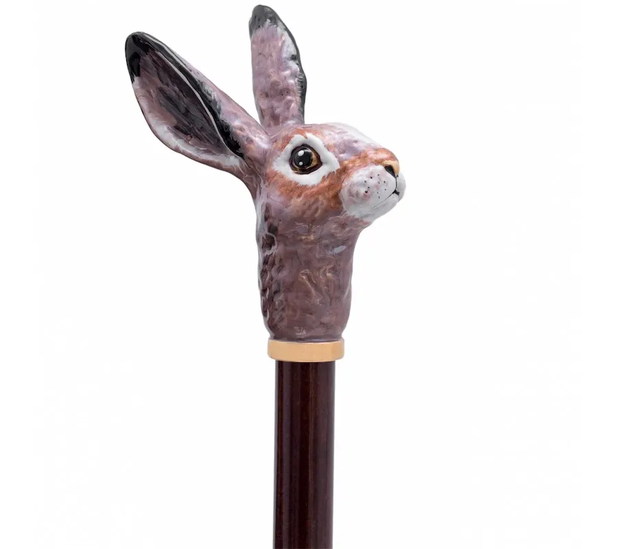 obrazek 6 Stylowy parasol damski w kolorze beżowym z rączką w kształcie głowy królika - Pasotti