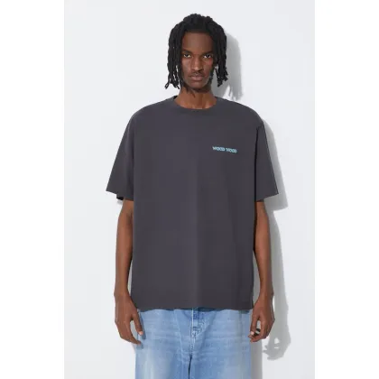 Zdjęcie Wood Wood t-shirt bawełniany Haider Tribe męski kolor szary z nadrukiem 12415705.2507