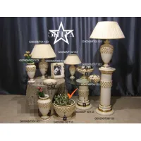 Picture Charming ceramic beige flower pot with gold