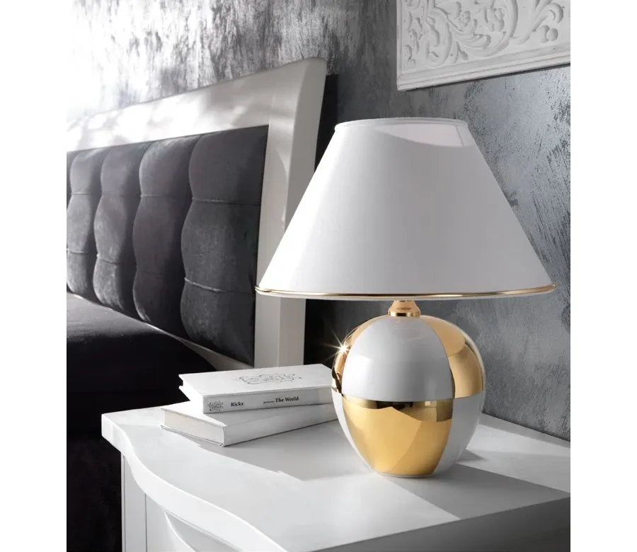 obrazek 1 Porcelanowa lampa nocna ze złotym lub srebrnym zdobieniem