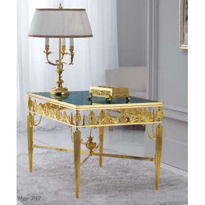 Zdjęcie Elegancki stolik kawowy z blatem malachitowym