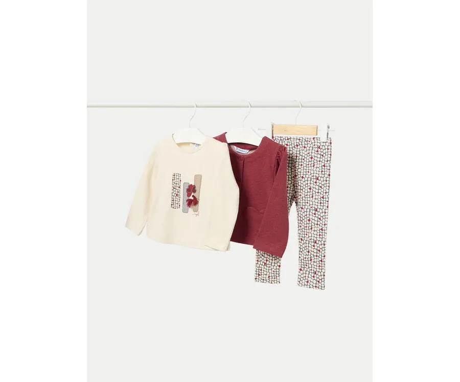 obrazek 1 Mayoral Komplet bluza, bluzka i legginsy 2709 Czerwony Regular Fit