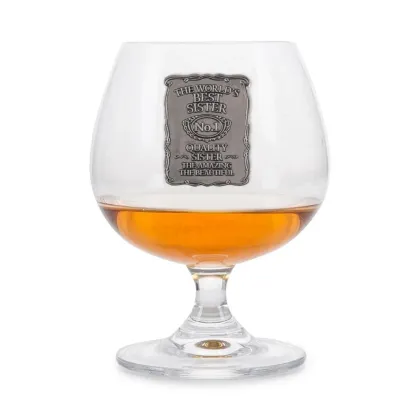 Zdjęcie Stylowy kieliszek do brandy – prezent dla „siostry nr 1 w kategorii jakości”