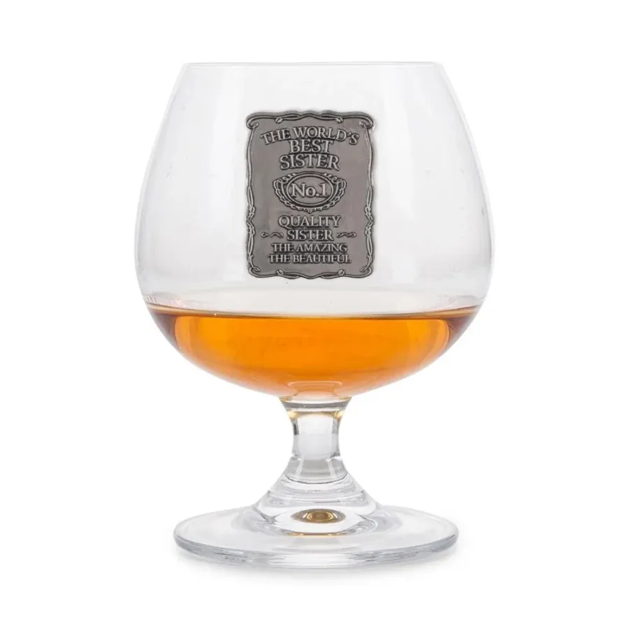obrazek 1 Stylowy kieliszek do brandy – prezent dla „siostry nr 1 w kategorii jakości”