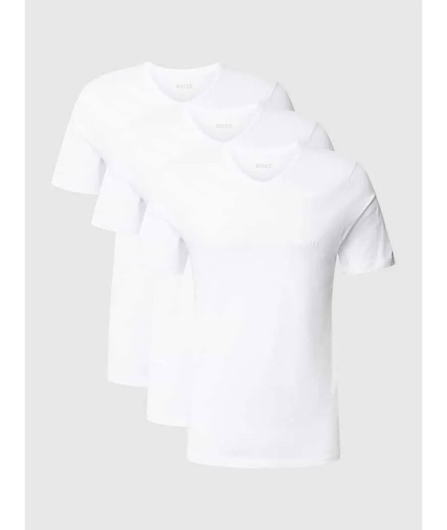 obrazek 1 T-shirt z dekoltem w serek w zestawie 3 szt. model ‘Classic’