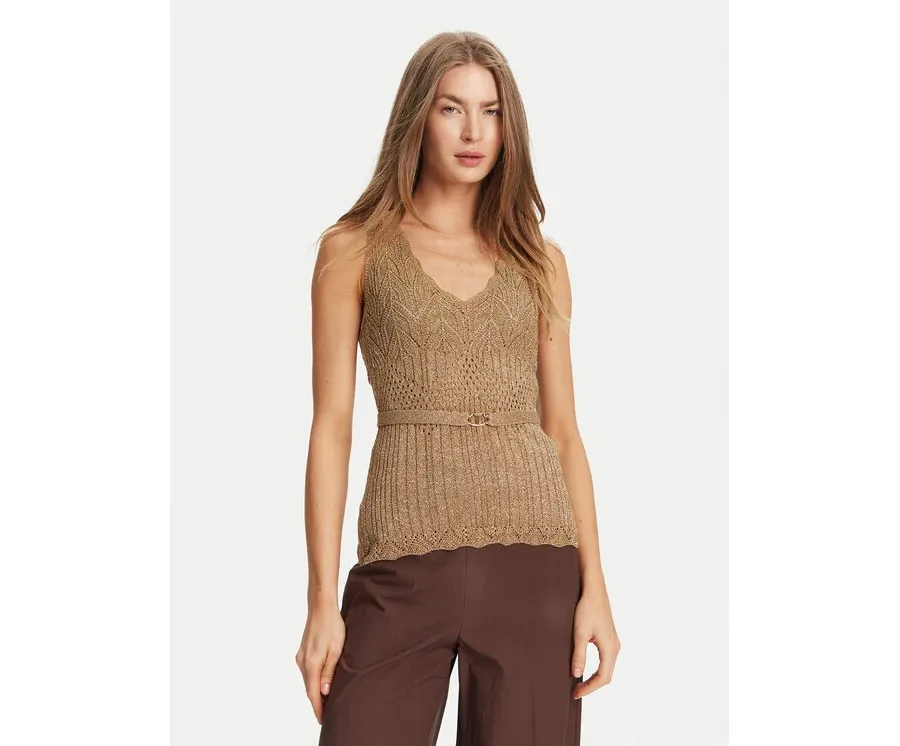 obrazek 1 TWINSET Top 251TT3195 Beżowy Slim Fit