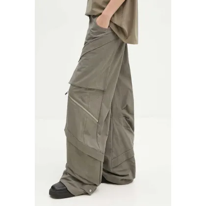 Zdjęcie Heliot Emil spodnie bawełniane kolor zielony szerokie high waist HE.W.10.149.DG23