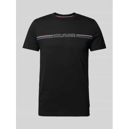 Zdjęcie Tommy Hilfiger T-Shirt Stripe Chest MW0MW34428 Czarny Slim Fit
