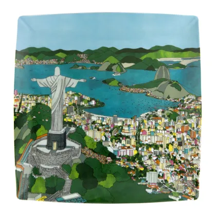 Picture A painted porcelain plate-platter with a view of Rio de Janeiro - Vista Alegre