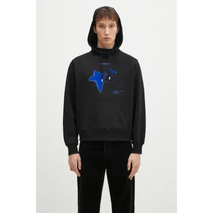 Zdjęcie Ader Error bluza bawełniana męska kolor czarny z kapturem z nadrukiem BN01FWHD0103BK