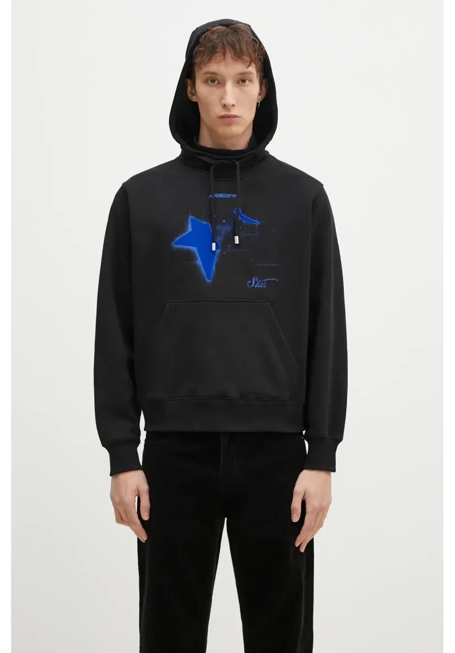 obrazek 1 Ader Error bluza bawełniana męska kolor czarny z kapturem z nadrukiem BN01FWHD0103BK
