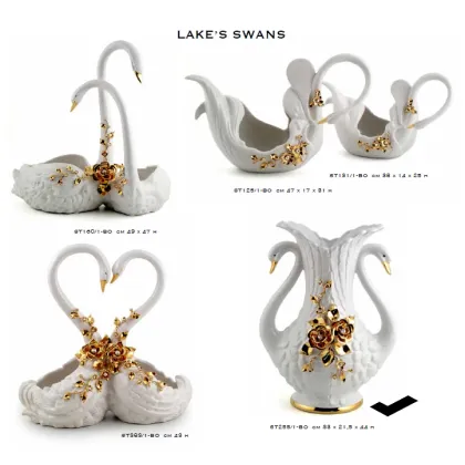 Zdjęcie Elegancki ceramiczny wazon z łabędziami - Bruno Costenaro