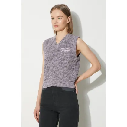 Zdjęcie Maison Kitsuné kamizelka bawełniana Handwriting Cropped Vest kolor fioletowy MW00813KT1108
