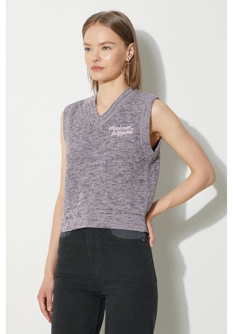 obrazek 1 Maison Kitsuné kamizelka bawełniana Handwriting Cropped Vest kolor fioletowy  MW00813KT1108