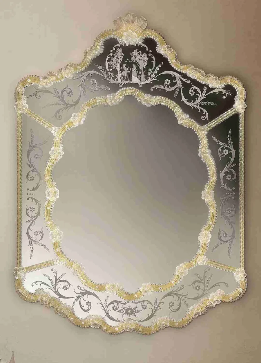 obrazek 1 Designerskie lustro weneckie ze szkła Murano