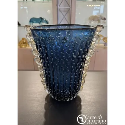 Zdjęcie Orginalny dmuchany złoty wazon ze szkła Murano