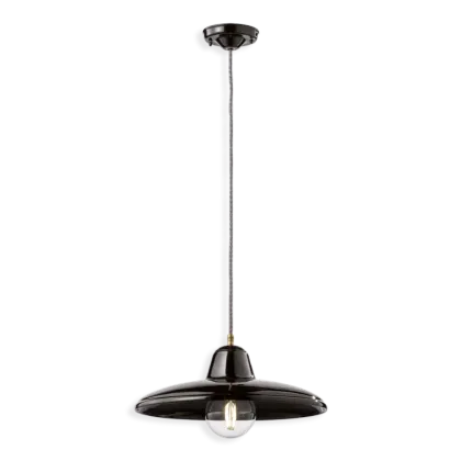 Zdjęcie Wyjątkowa włoska czarna lampa sufitowa retro