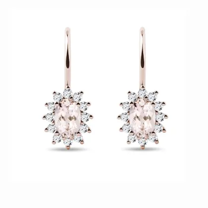 Zdjęcie Kolczyki wykonane z różowego złota z morganitami i brylantami KLENOTA
