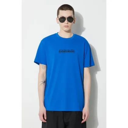Zdjęcie Napapijri t-shirt bawełniany S-Box Ss 4 męski kolor niebieski z nadrukiem NP0A4H8SB2L1