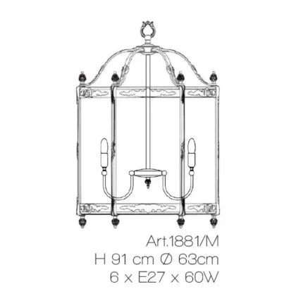Zdjęcie Luksusowa lampa-latarnia z mosiądzu i przezroczystego szkła - Il Paralume Marina
