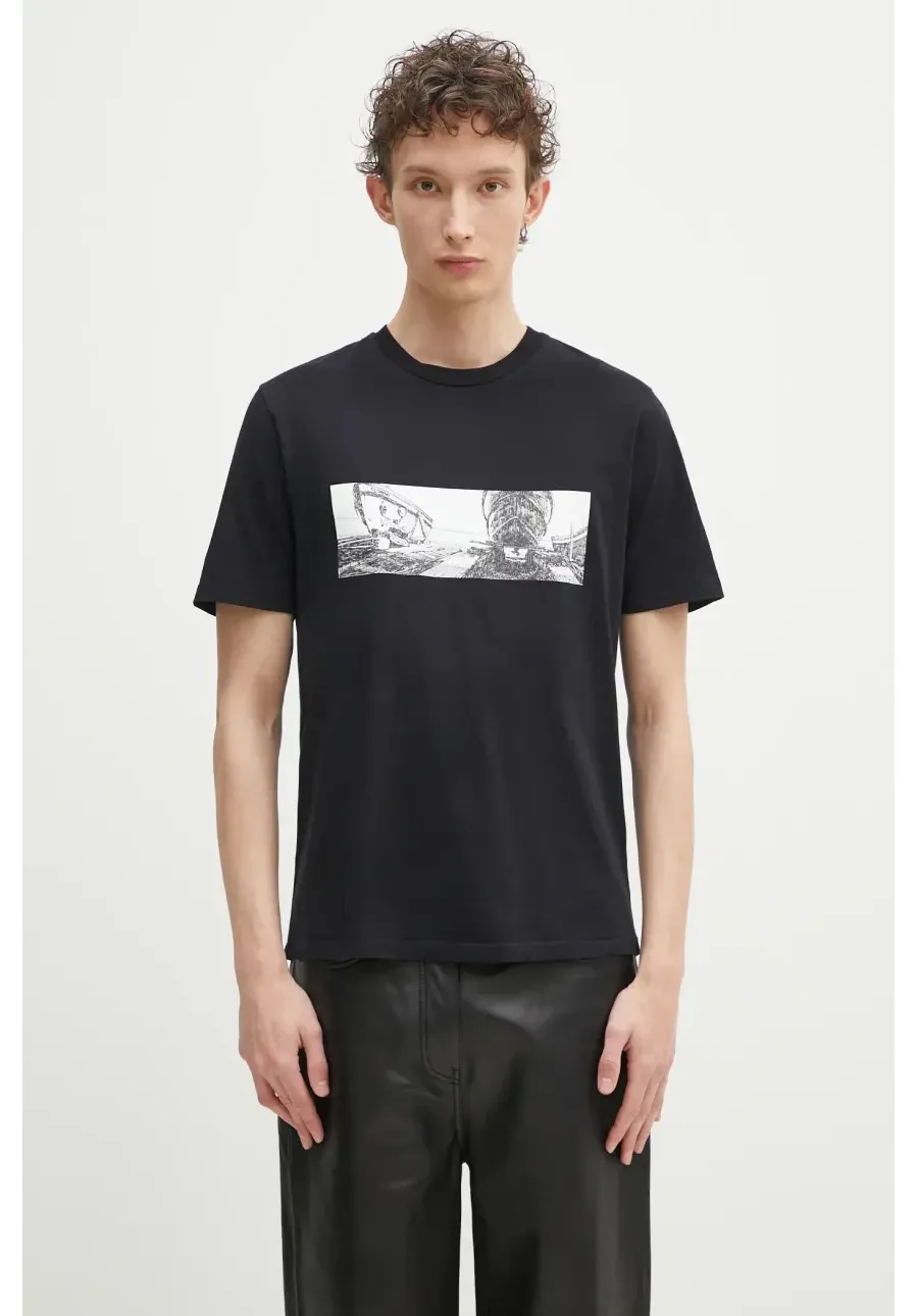 obrazek 1 C.P. Company t-shirt bawełniany męski kolor czarny z nadrukiem 18CMTS319A005431G