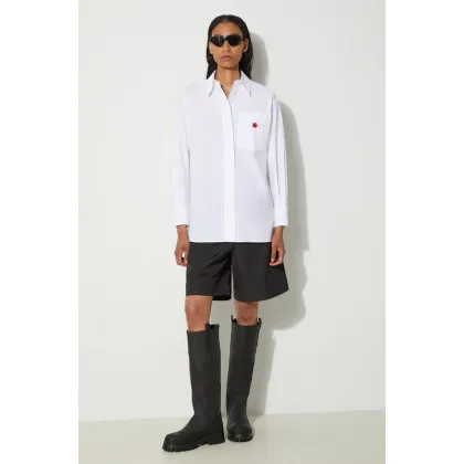 Zdjęcie Kenzo koszula bawełniana Boke Flower Oversized Shirt damska kolor biały relaxed z kołnierzykiem klasycznym FE62CH2569LS.01