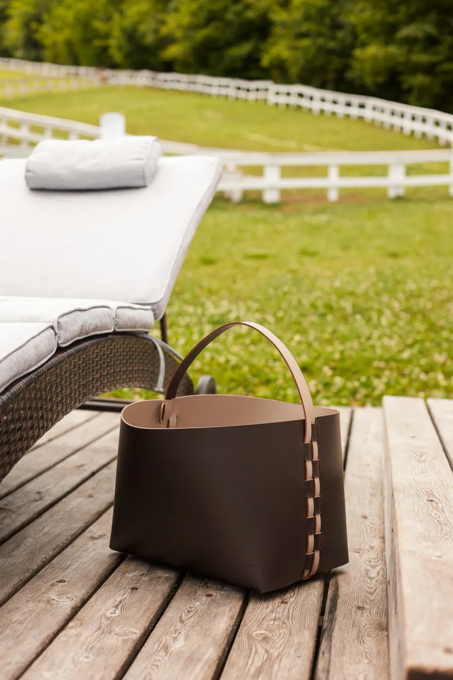 obrazek 2 Stylowy czekoladowy kosz Helena z rączką 35x30xH26 cm